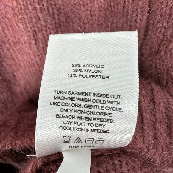 Express Puff Sleeve Sweater M Crew Neck Short Sleeves Fuzzy Ginger Dusty Rose - Picture 8 of 8